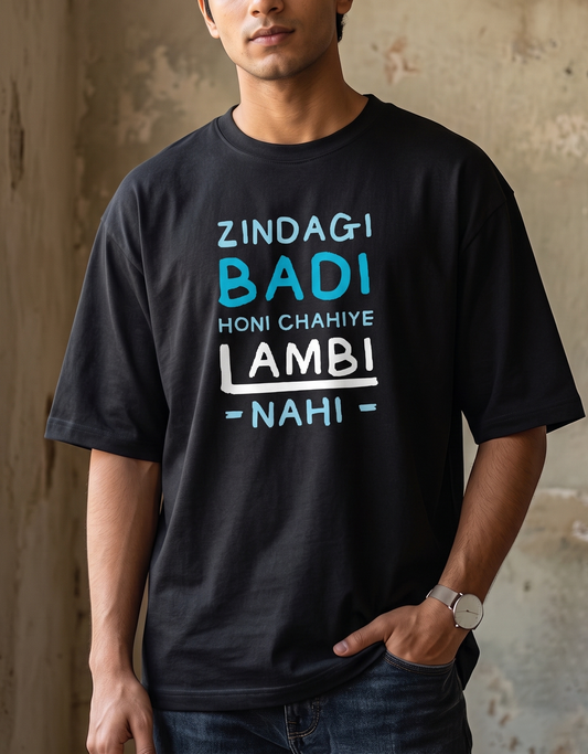 Zindagi Quote Unisex Oversized Classic T-Shirt