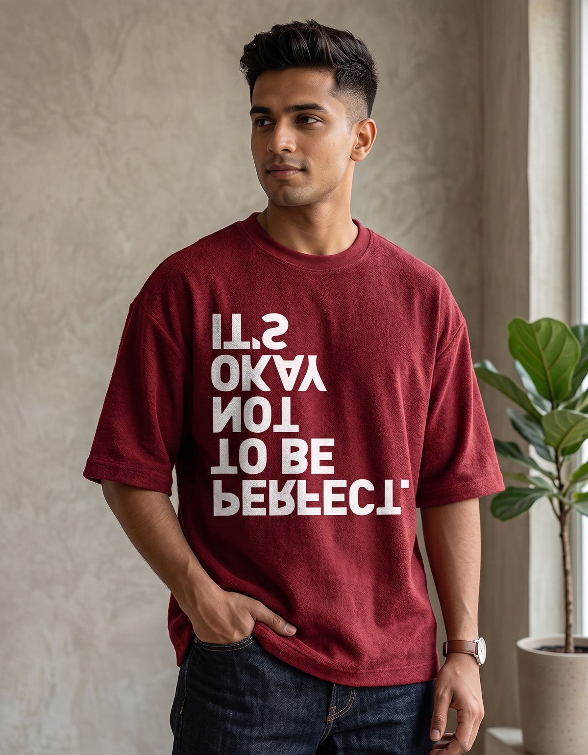 Okay to be Not Perfect Unisex Terry Oversized Tee